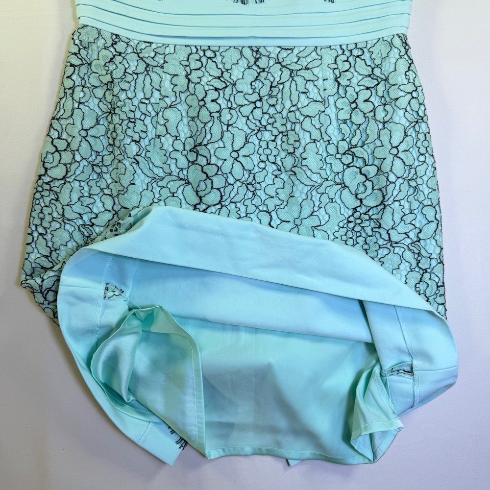 Antonio‎ Melani Mint Green Black Floral Lace Sheath Dress Cap Sleeve Size 10 - Picture 9 of 14